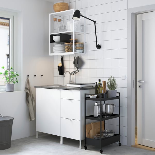 ENHET Kitchen, white/high-gloss white, 103x63.5x222 cm