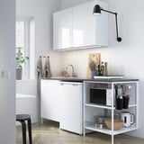 ENHET Kitchen, white/high-gloss white, 183x63.5x222 cm