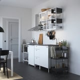 ENHET Kitchen, white/high-gloss white, 223x63.5x222 cm