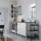 ENHET Kitchen, white/high-gloss white, 243x63.5x241 cm