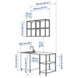 ENHET Kitchen, white/high-gloss white, 163x63.5x222 cm