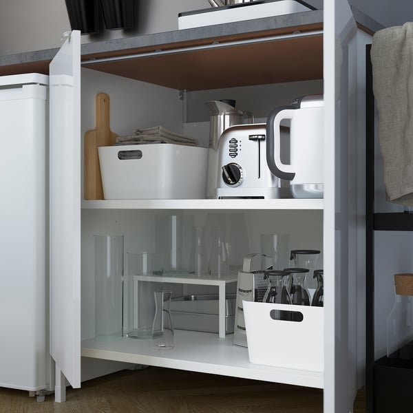 ENHET Kitchen, white/high-gloss white, 243x63.5x222 cm