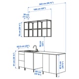 ENHET Kitchen, white/high-gloss white, 243x63.5x222 cm