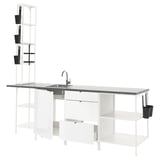 ENHET Kitchen, white/high-gloss white, 243x63.5x241 cm