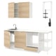 Option: ENHET Kitchen, white/oak effect, 223x63.5x222 cm