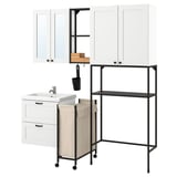 ENHET Laundry, anthracite/white frame, 180x43x204 cm