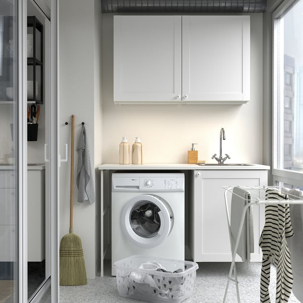 ENHET Laundry, white/white frame, 139x63.5x87.5 cm