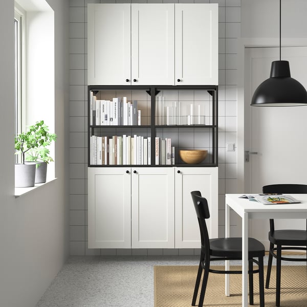 ENHET Storage combination, anthracite/white frame, 120x32x225 cm
