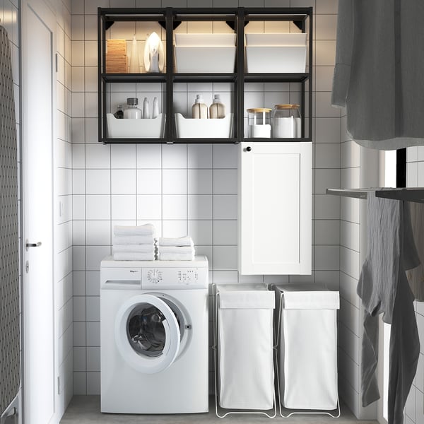 ENHET Storage combination, anthracite/white frame, 120x32x150 cm