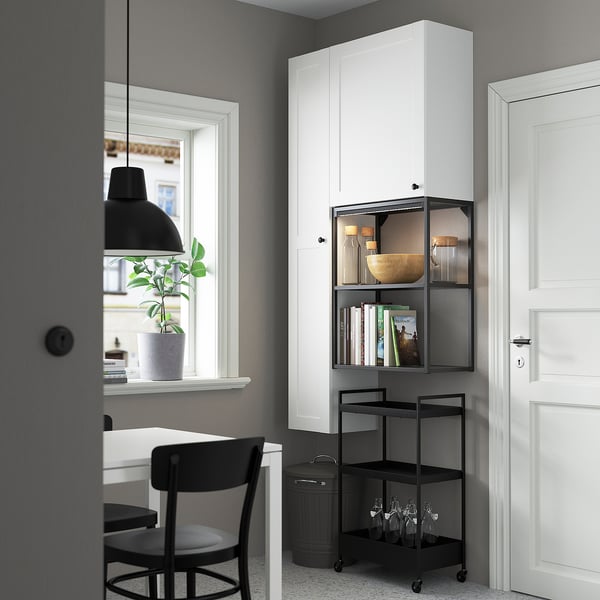 ENHET Storage combination, anthracite/white frame, 90x32x180 cm
