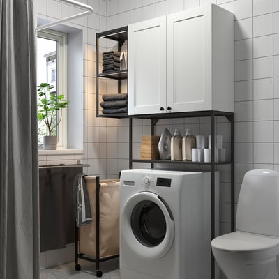 ENHET Storage combination, anthracite/white frame, 120x32x204 cm