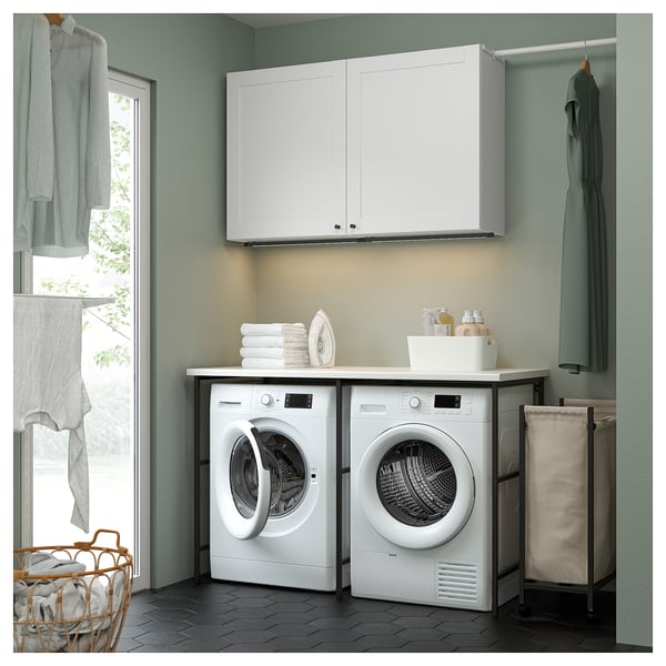ENHET Storage combination, anthracite/white frame, 139x63.5 cm