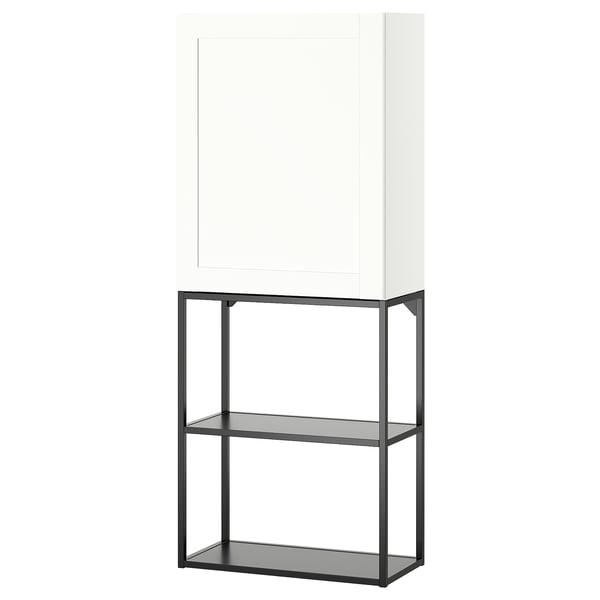 ENHET Storage combination, anthracite/white frame, 60x32x150 cm