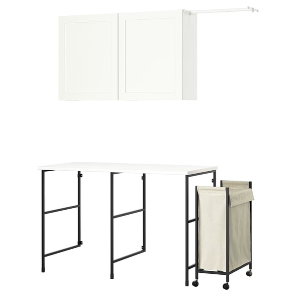 ENHET Storage combination, anthracite/white frame, 139x63.5 cm
