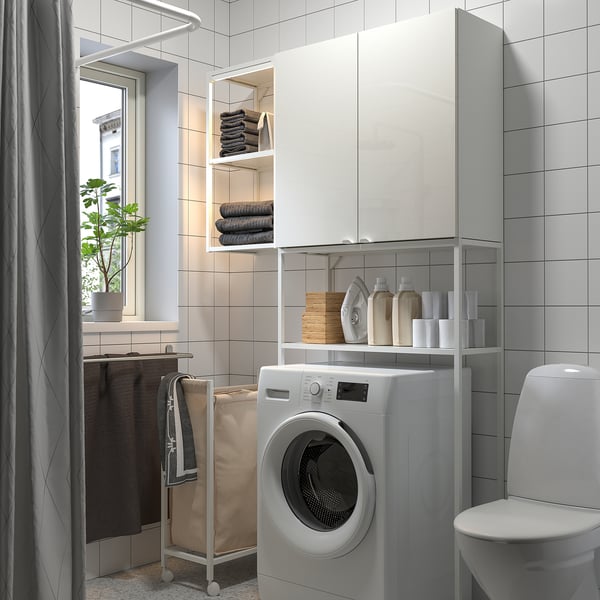 ENHET Storage combination, white/high-gloss white, 120x32x204 cm