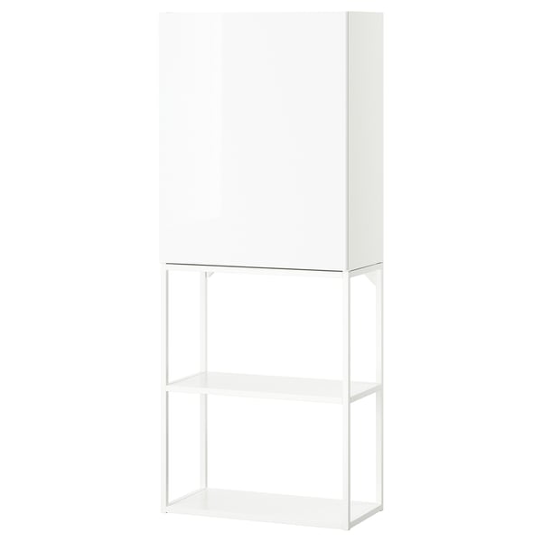 ENHET Storage combination, white/high-gloss white, 60x32x150 cm