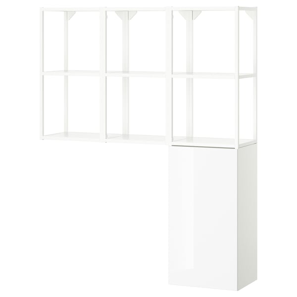 ENHET Storage combination, white/high-gloss white, 120x32x150 cm