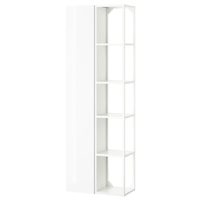 ENHET Storage combination, white/high-gloss white, 60x32x180 cm