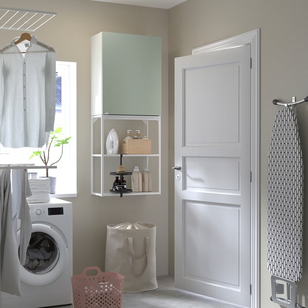 ENHET Storage combination, white/pale grey-green, 60x32x150 cm