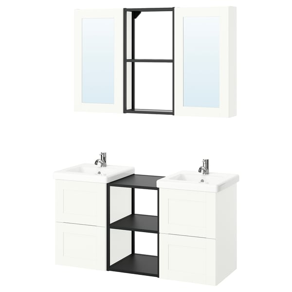 ENHET / TVÄLLEN Bathroom, anthracite/white frame, 124x43x65 cm