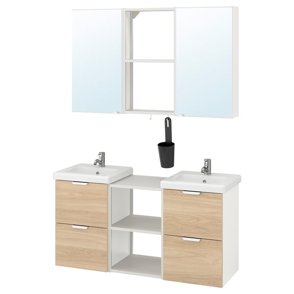 ENHET / TVÄLLEN Bathroom furniture, set of 22 - oak effect/white Pilkån ...