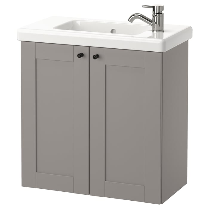 ENHET / TVÄLLEN Washbasin with 2 doors, grey frame/grey Pilkån