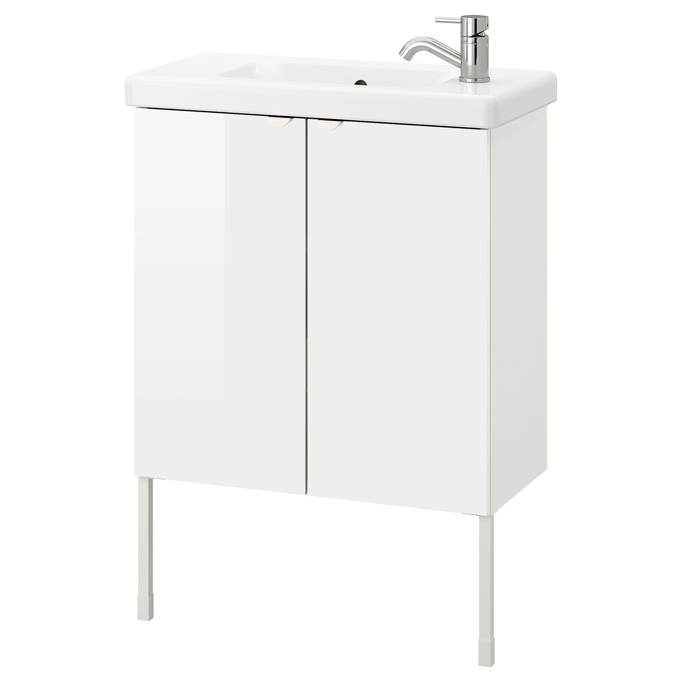 ENHET / TVÄLLEN Washbasin with 2 doors highgloss white