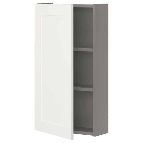 ENHET Wall cb w 2 shlvs/door, grey/white frame, 40x17x75 cm