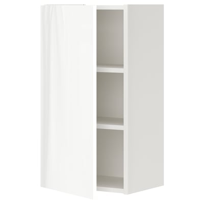 ENHET Wall cb w 2 shlvs/door, white/high-gloss white, 40x32x75 cm