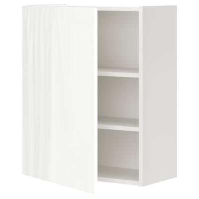 ENHET Wall cb w 2 shlvs/door, white/high-gloss white, 60x32x75 cm