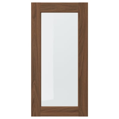 ENKÖPING Glass door, brown walnut effect, 40x80 cm