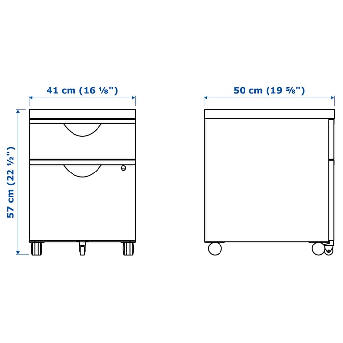 ERIK white, Drawer unit w 2 drawers on castors, 41x57 cm IKEA