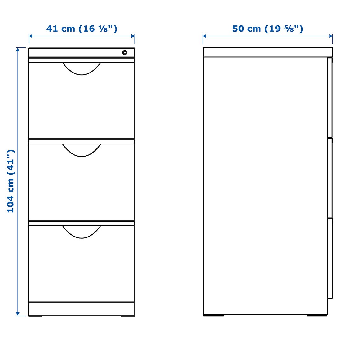 ERIK black, File cabinet, 41x104 cm - IKEA