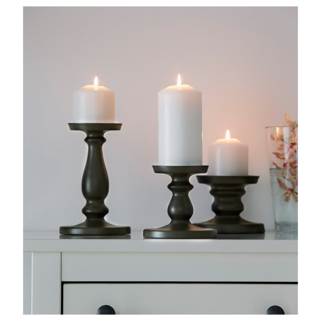 ERSÄTTA grey, Block candle holder, Height 13 cm IKEA