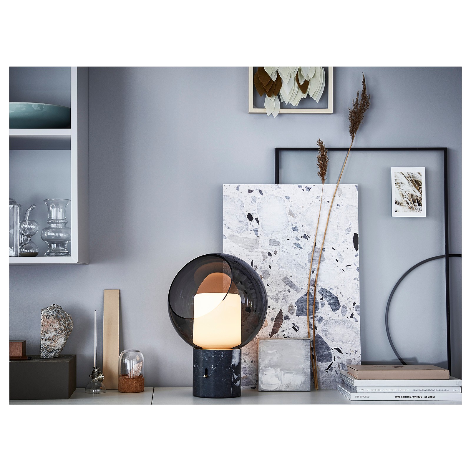 EVEDAL marble grey, globe grey globe, Table lamp IKEA