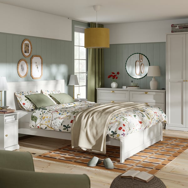 FÅGELFJÄLLET Bedroom furniture, set of 5, off-white, Standard King