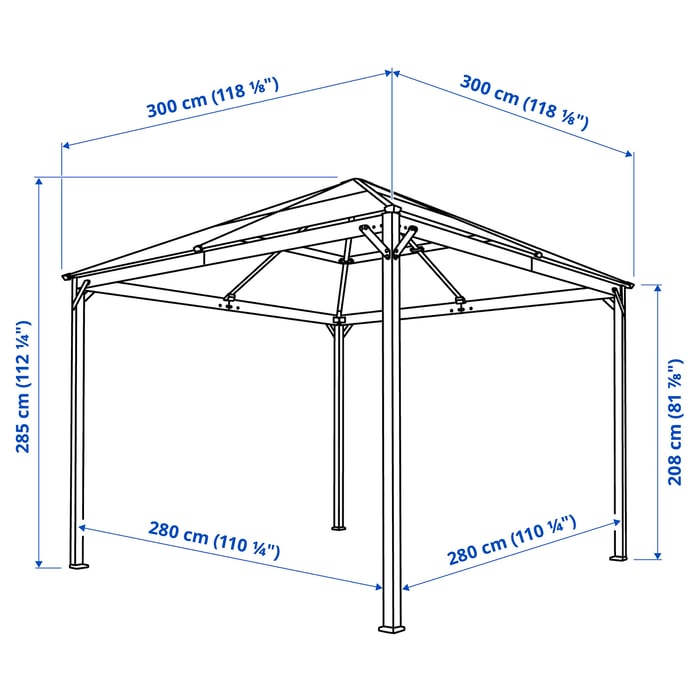 FÅGELÖN gazebo, black, 300x300 cm IKEA