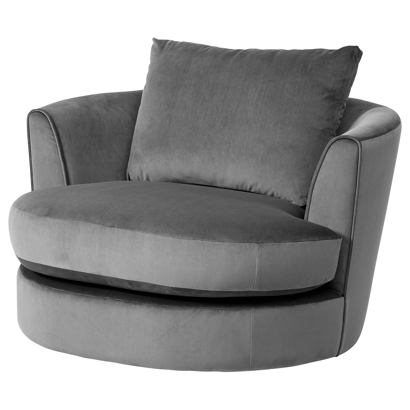 Fasalt Velvet Grey Swivel Armchair Ikea