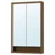 FAXÄLVEN Mirror cabinet w built-in lighting, brown oak effect, 60x15x95 cm