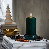 FENOMEN Unscented pillar candle, green, 14 cm