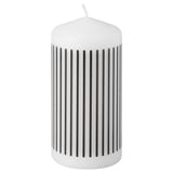 FENOMEN Unscented pillar candle, narrow-striped/black white, 14 cm