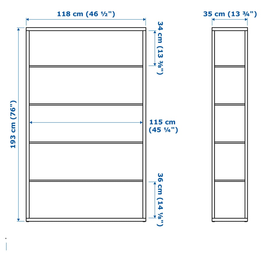 FJÄLKINGE shelving unit, white, 118x193 cm IKEA