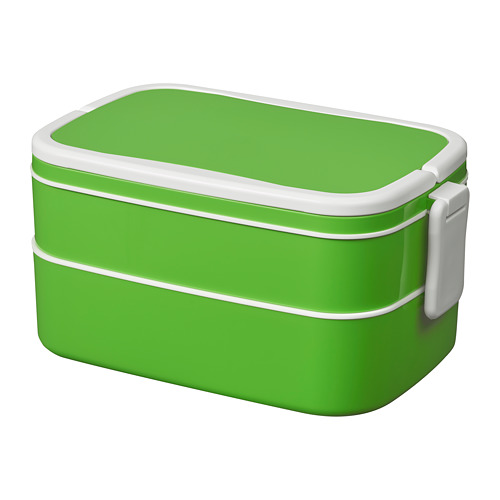 FLOTTIG Lunch box Green/white 21 x 13 x 10 cm IKEA