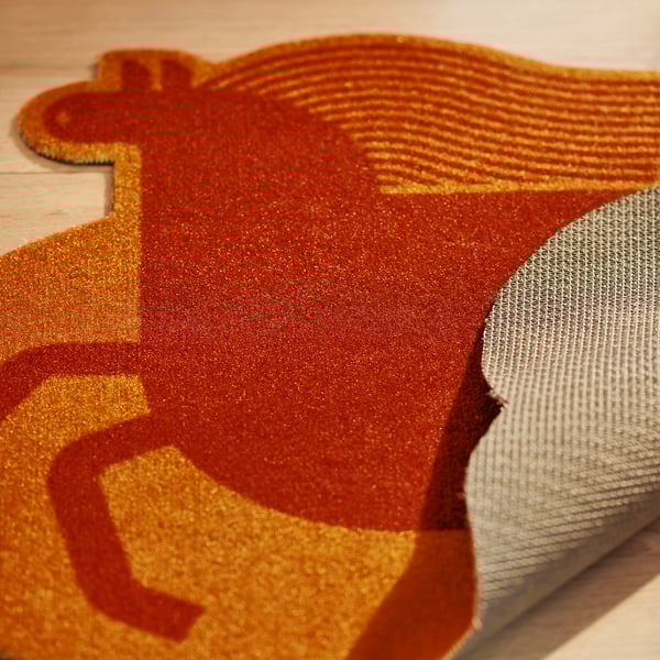 FÖSSTA Door mat, horse/orange red, 50x65 cm
