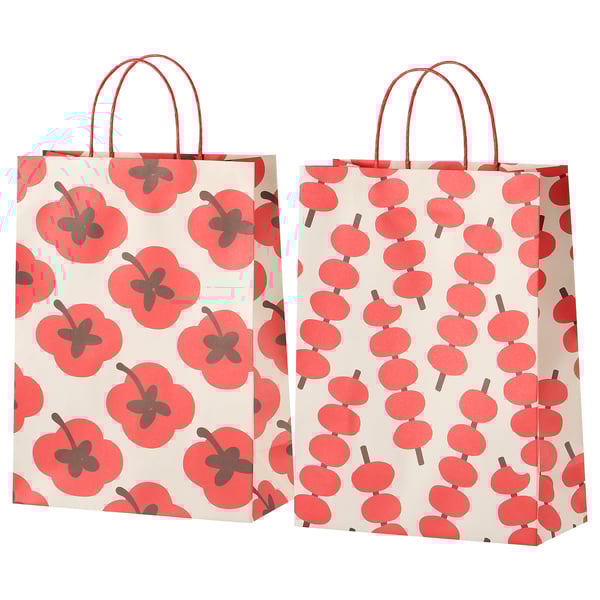 FÖSSTA Gift bag, mixed patterns red, 26x35 cm