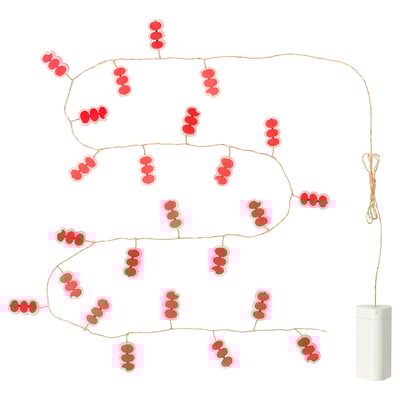 FÖSSTA LED lighting chain with 24 lights, candied hawthorn/red