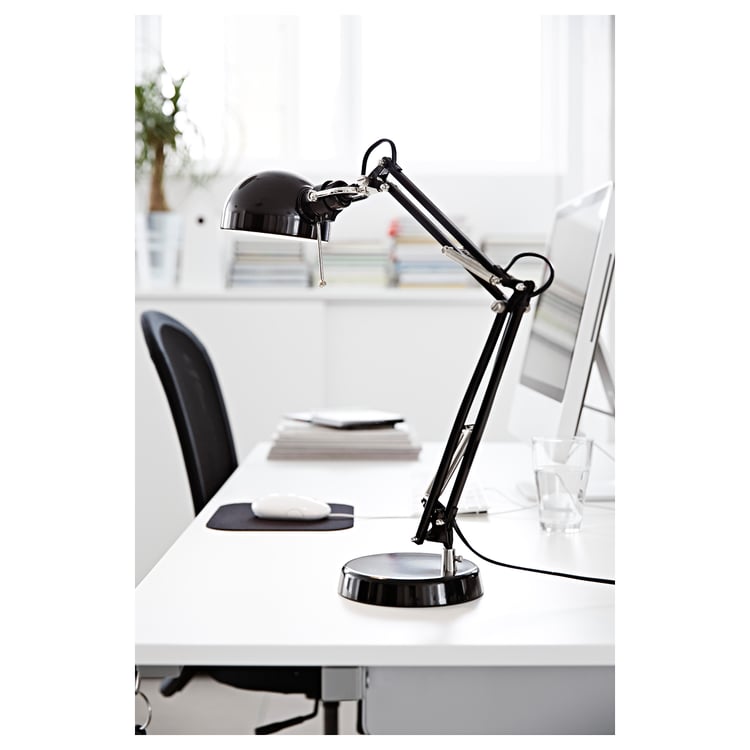 FORSÅ black, spherical dome shape desk lamp IKEA