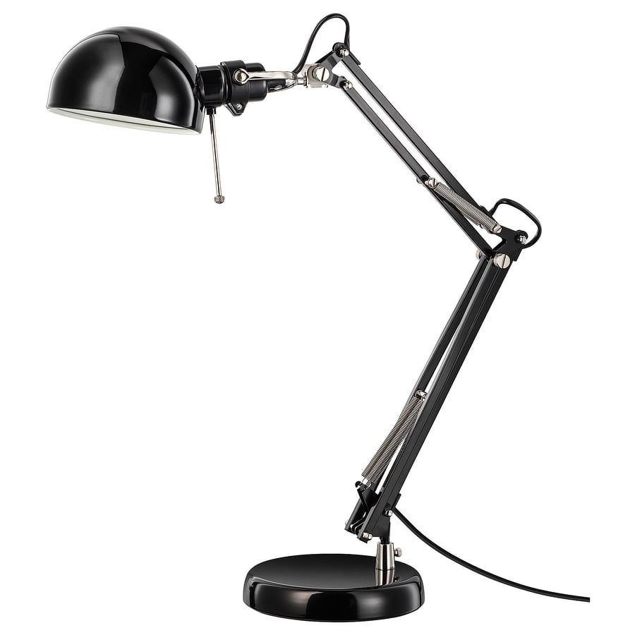 FORSÅ black, spherical dome shape desk lamp IKEA