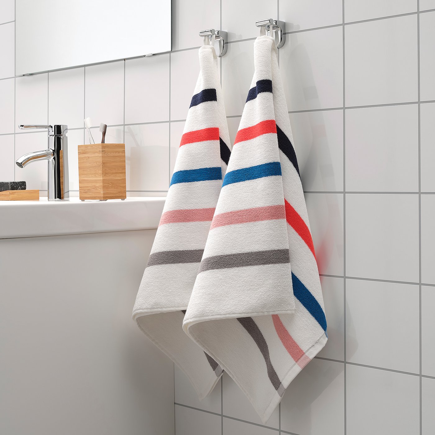 FOSKÅN Hand towel, white/multicolour, 50x100 cm IKEA