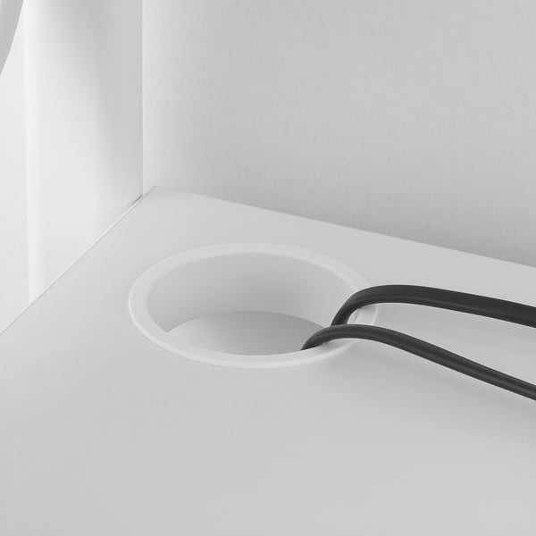 FREDDE Gaming desk, white, 140/185x74x146 cm
